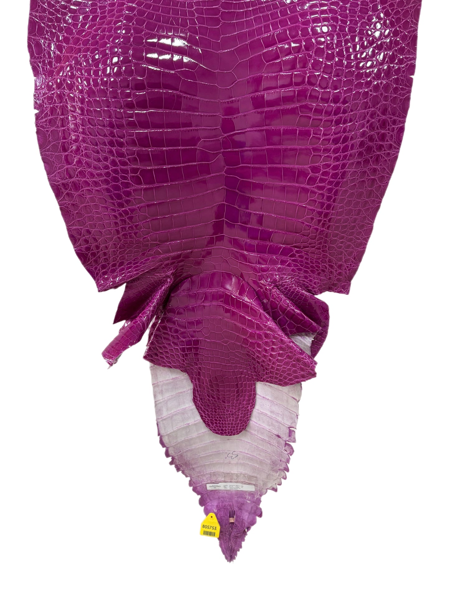 51 cm Grade 1/2 Magenta Glazed Farm-Raised American Alligator Leather - Tag: GA13-0024526
