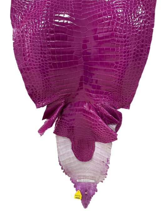 51 cm Grade 1/2 Magenta Glazed Farm-Raised American Alligator Leather - Tag: GA13-0024526