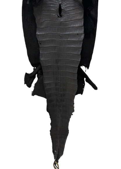 36 cm Grade 4/5 Black Matte Wild American Alligator Leather - Tag: LA16-0042741