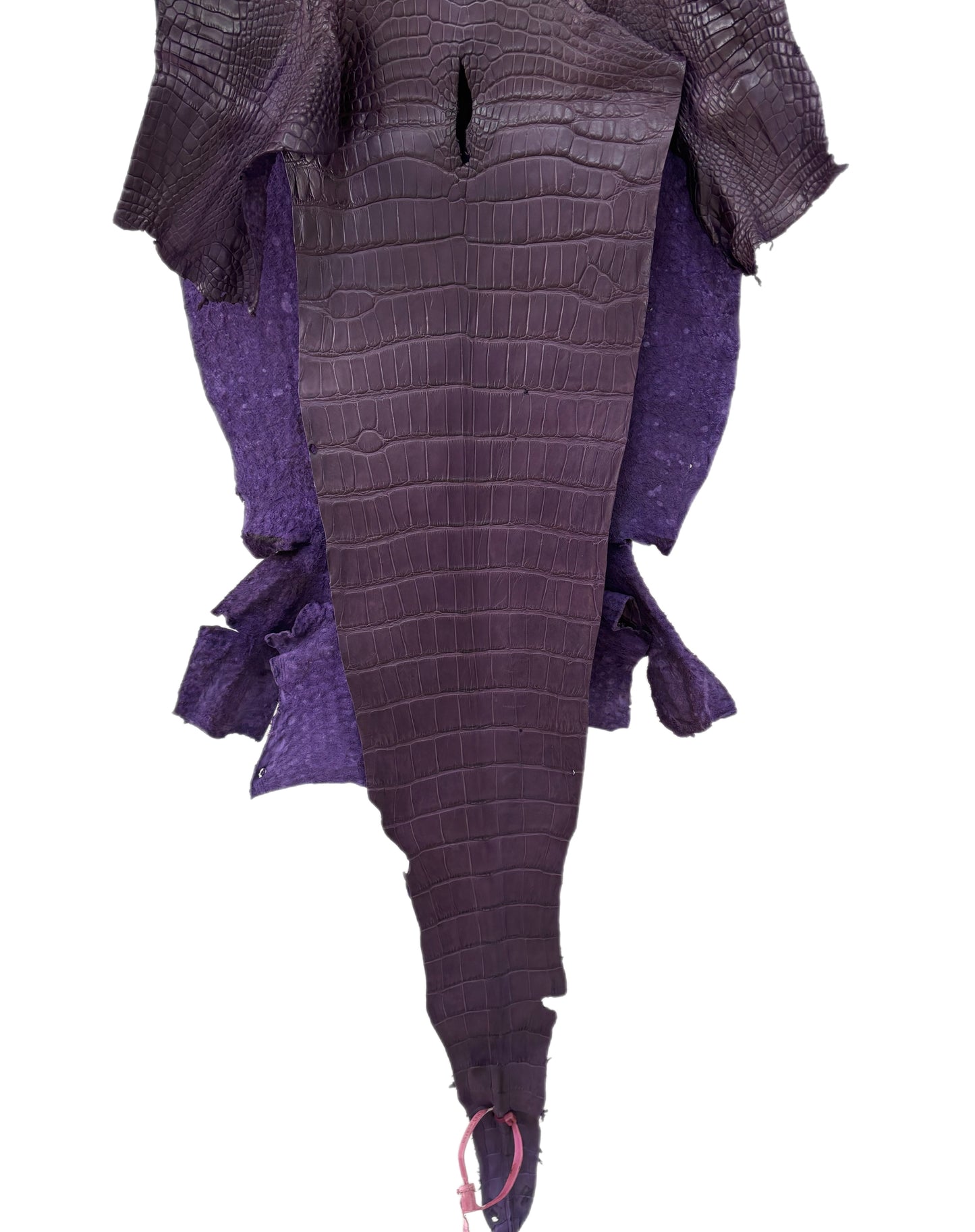 35 cm Grade 2/3 Aubergine Matte Wild American Alligator Leather - Tag: LA23-0029750