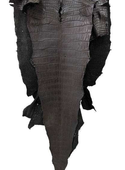 58 cm Grade 3/4 Black Matte Wild American Alligator Leather - Tag: LA23-0003134