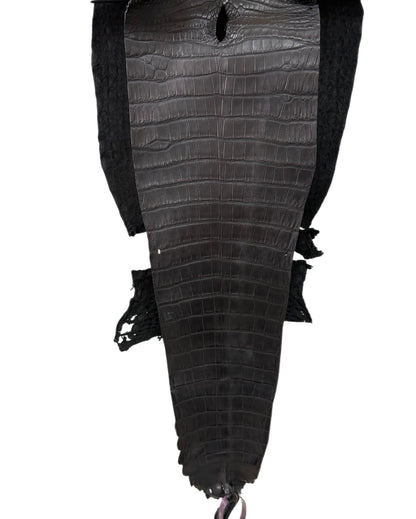 26 cm Grade 3/4 Black Matte Farm Raised American Alligator Leather - Tag: FL21-0024878