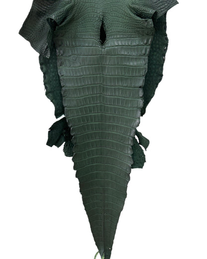 38 cm Grade 1/2 Forest Green Matte Farm-Raised American Alligator Leather - Tag: LA17-0274467