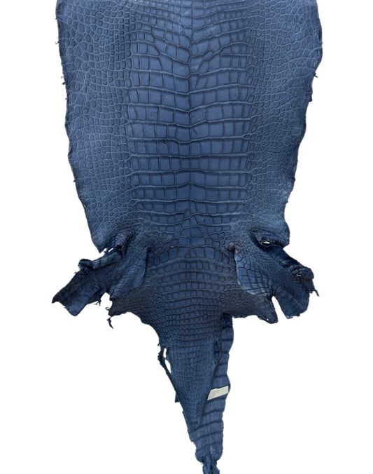 38 cm Grade 4/5 Indigo Matte Wild American Alligator Leather - Tag: LA23-0019787