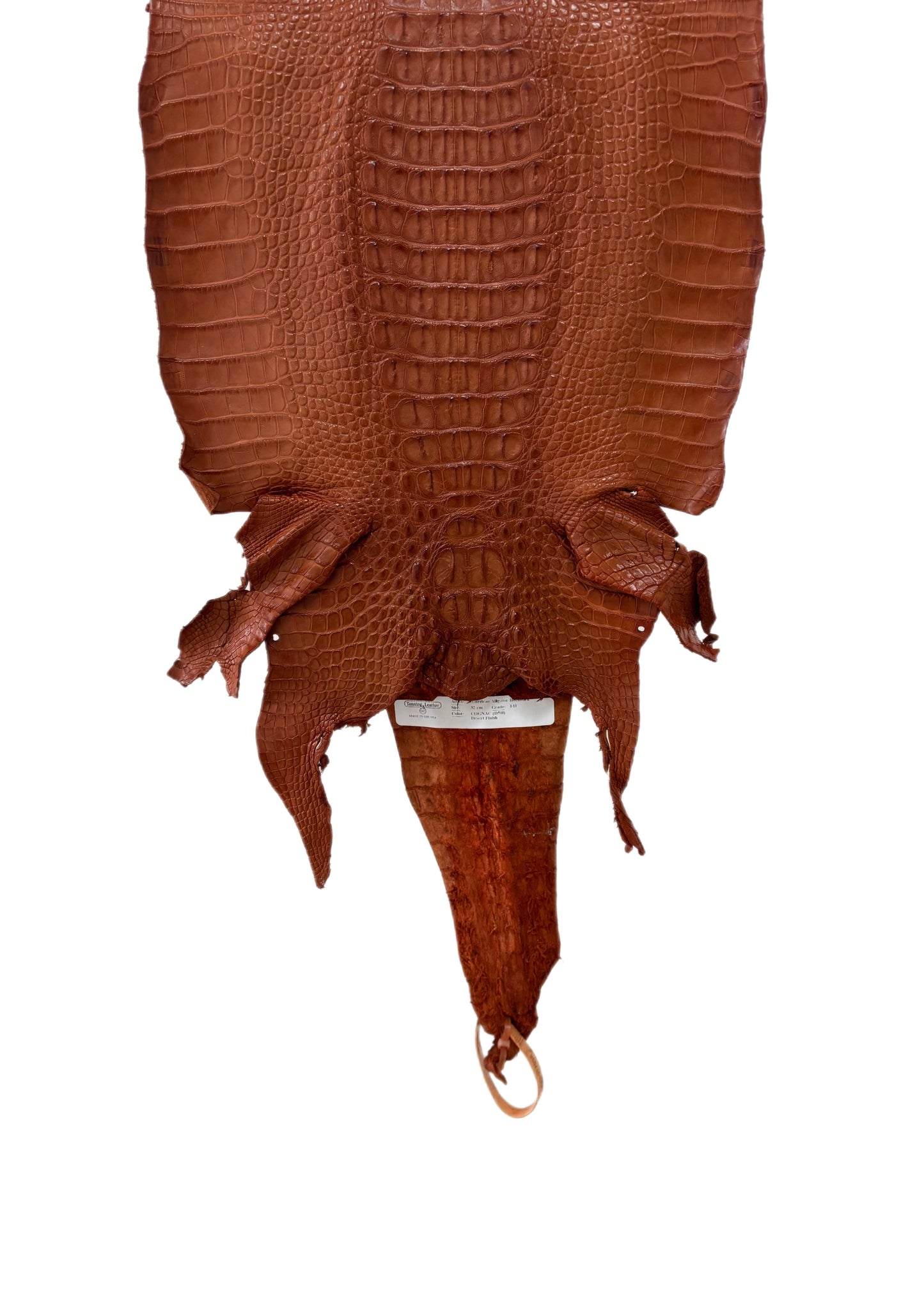 32 cm Grade 1/2 Cognac Matte Farm-Raised American Alligator Hornback Leather - Tag: LA23-0377034