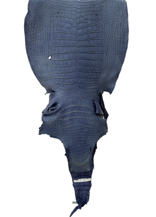 48 cm Grade 4/5 Indigo Matte Wild American Alligator Leather - Tag: LA25-0008036