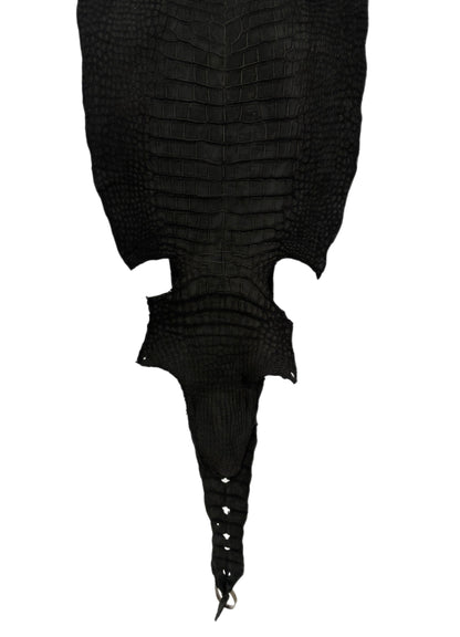 40 cm Grade 2/3 Black Nubuck Wild American Alligator Leather - Tag: LA23-0002061