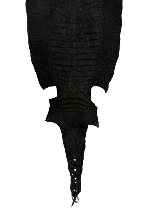 40 cm Grade 2/3 Black Nubuck Wild American Alligator Leather - Tag: LA23-0002061