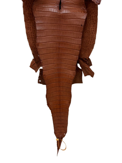 34 cm Grade 2/3 Rustic Cognac Matte Farm-Raised American Alligator Leather - Tag: FL17-0035901
