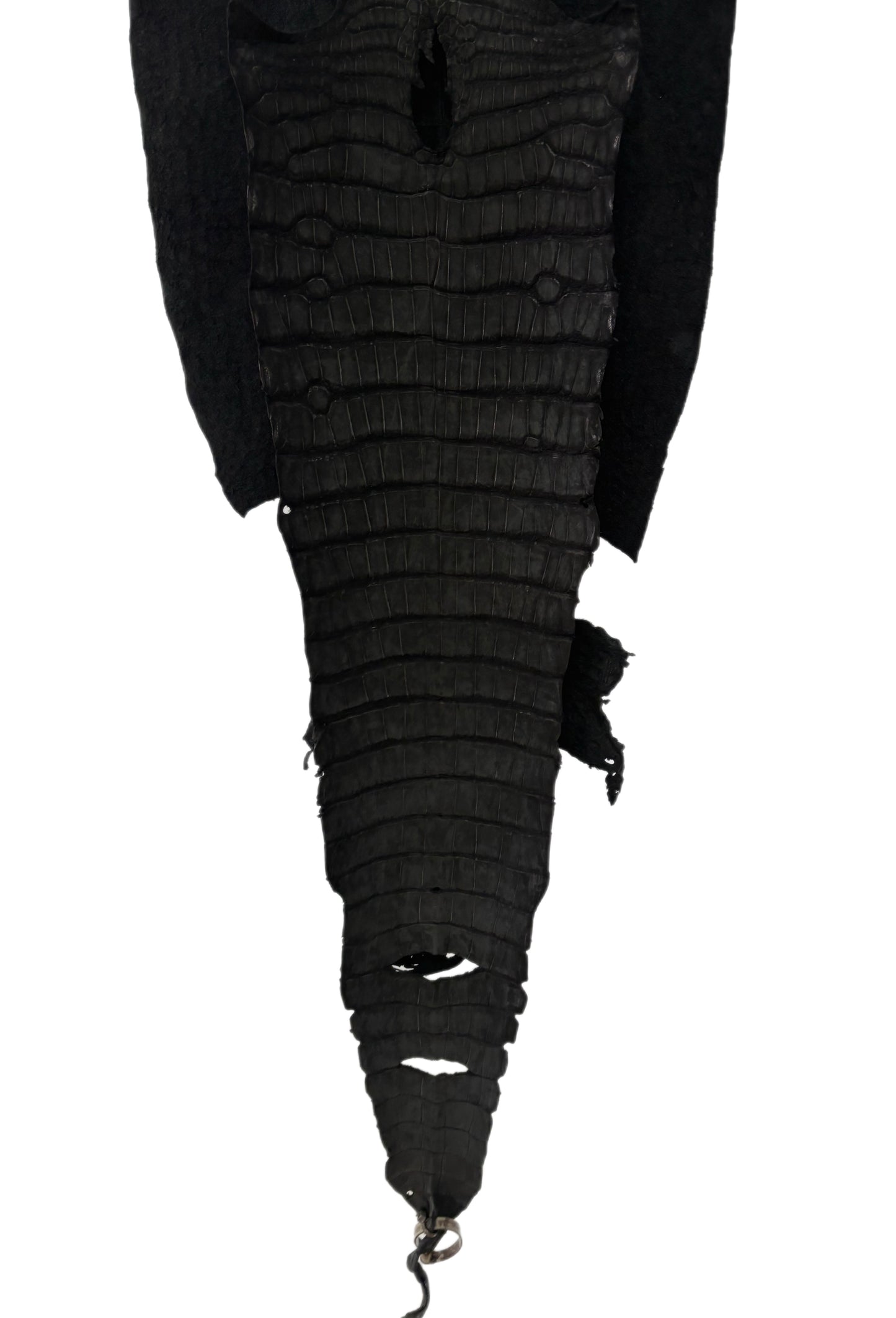 39 cm Grade 3/4 Black Nubuck Wild American Alligator Leather - Tag: LA23-0014474