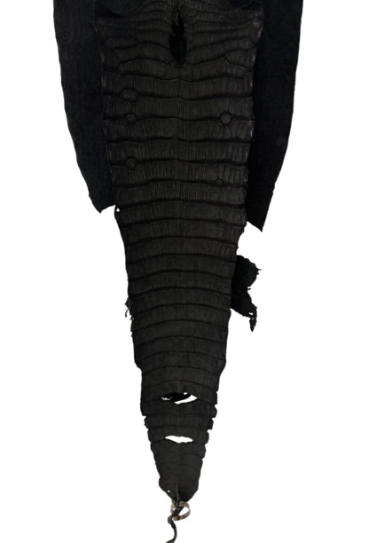 39 cm Grade 3/4 Black Nubuck Wild American Alligator Leather - Tag: LA23-0014474