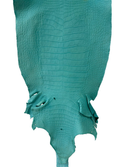 42 cm Grade 2/3 Seafoam Matte Wild American Alligator Leather - Tag: LA23-0003846