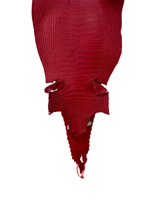 28 cm Grade 2/3 Candy Apple Red Matte Farm-Raised American Alligator Leather - Tag: FL21-0024619