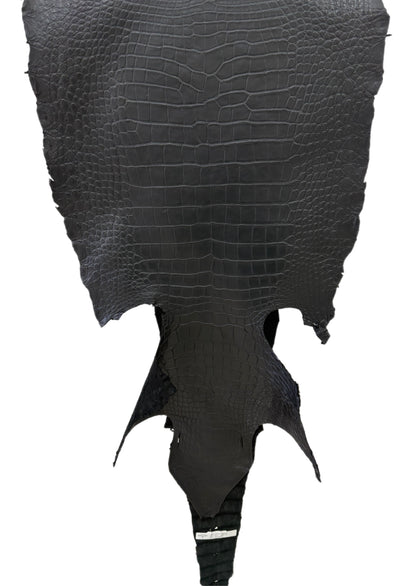 53 cm Grade 3/4 Black Matte Wild American Alligator Leather - Tag: LA23-0033309