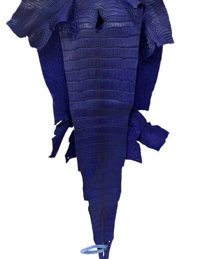32 cm Grade 3/4 Cobalt Blue Matte Wild American Alligator Leather - Tag: LA23-0050661
