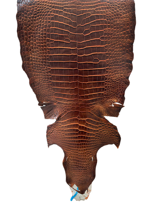 40 cm Grade 1/2 Sienna Matte Wild American Alligator Leather - Tag: ESRE-0050821