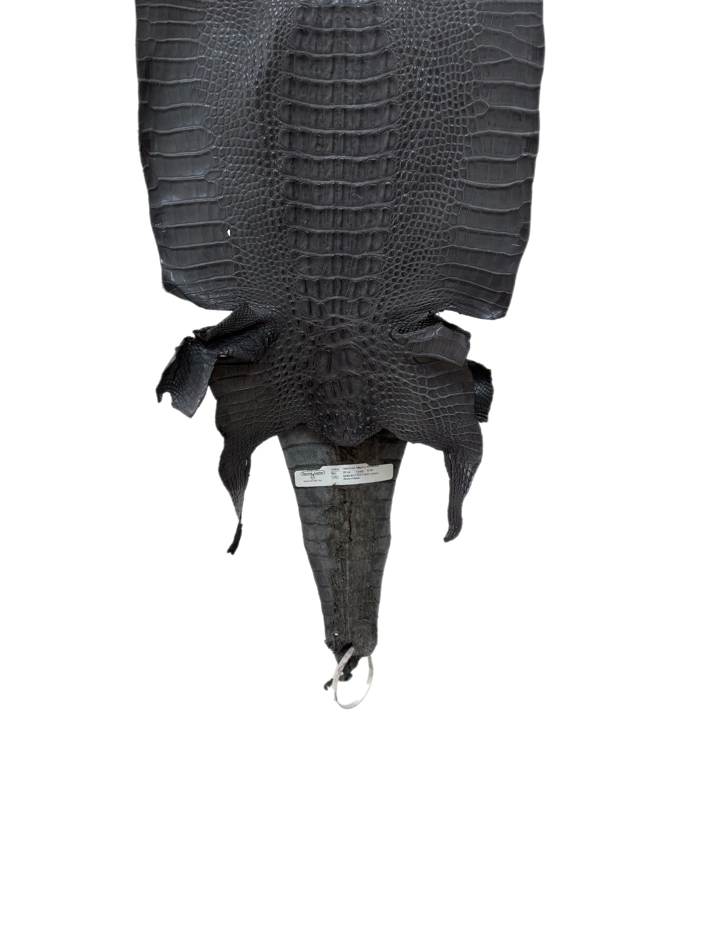 33 cm Grade 2/3 Serpentine Grey Matte Farm-Raised American Alligator Leather - Tag: LA23-0377031