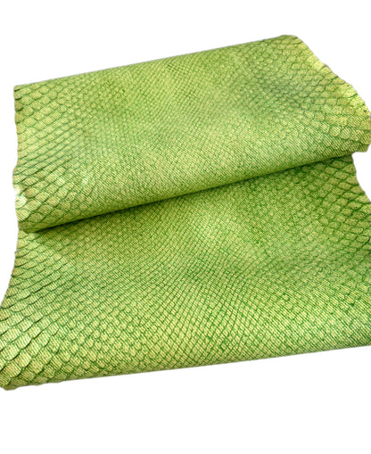 1.6 M Bright Lime Green Front Cut Matte Python Leather