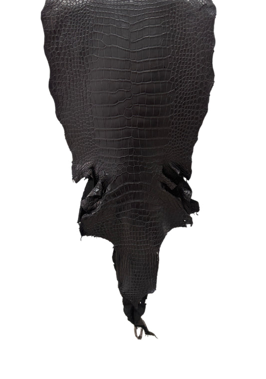 37 cm Grade 3/4 Black Matte Wild American Alligator Leather - Tag: LA23-0014524