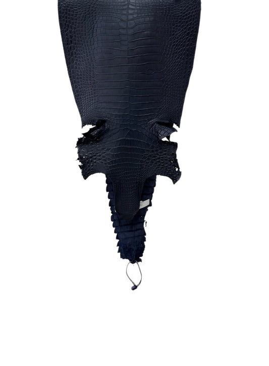 28 cm Grade 1 Navy Blue Matte Farm-Raised American Alligator Leather - Tag: FL21-0024989