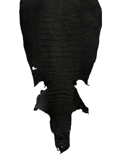42 cm Grade 4/5 Black Nubuck Wild American Alligator Leather - Tag: LA23-0002074