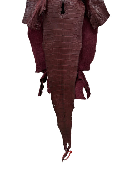 37 cm Grade 2/3 Bordeaux Matte Wild American Alligator Leather - Tag: LA18-0037375