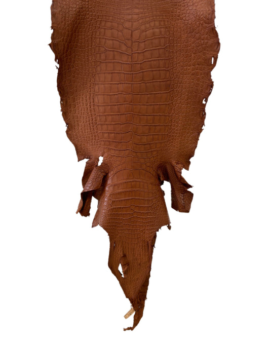 37 cm Grade 3/4 Cognac Matte Wild American Alligator Leather - Tag: LA23-0027023
