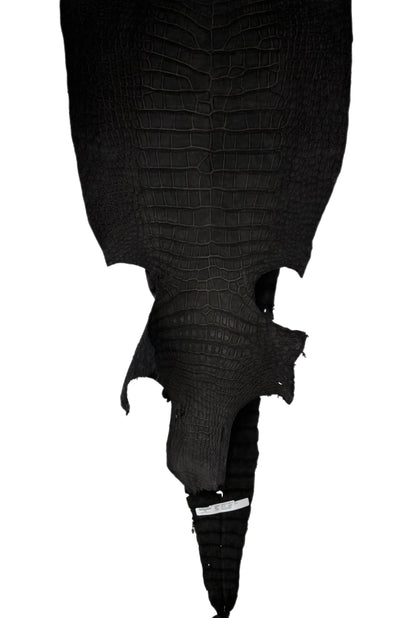 40 cm Grade 3/4 Black Nubuck Wild American Alligator Leather - Tag: LA23-0006277