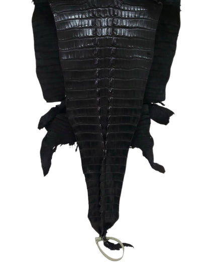 32 cm Grade 1/2 Black Matte Farm-Raised American Alligator Hornback Leather - Tag: LA23-0377018