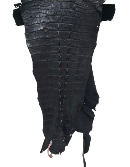52 cm Grade 3/4 Black Matte American Alligator Hornback Leather - Tag: FL14-0007714