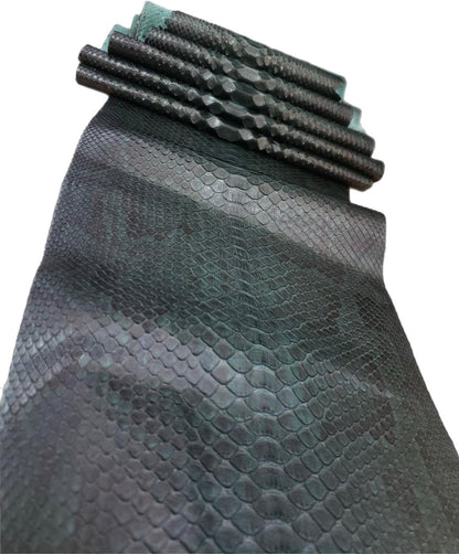 2.1 M Forest Green Matte Back Cut Python Leather with Markings