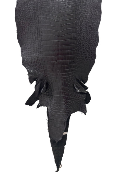 40 cm Grade 2/3 Black Matte Wild American Alligator Leather - Tag: LA23-0017585