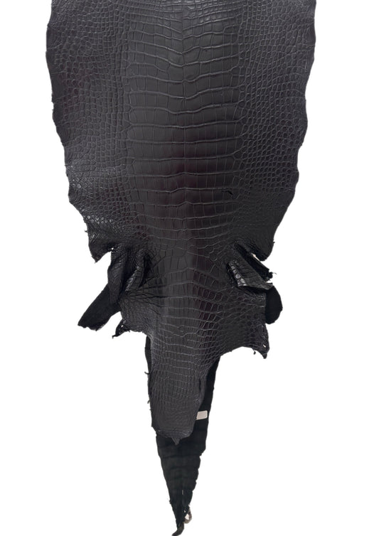 40 cm Grade 2/3 Black Matte Wild American Alligator Leather - Tag: LA23-0017585
