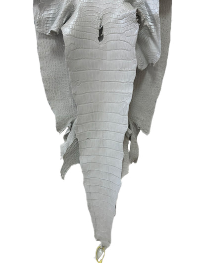 48 cm Grade 1/2 White Pearl Matte Wild American Alligator Leather - Tag: LA25-0012326