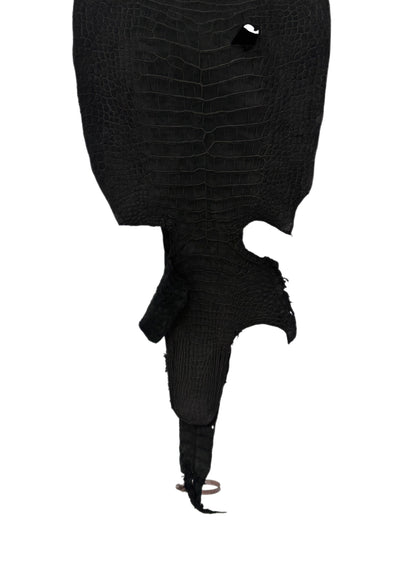 34 cm Grade 3/4 Black Nubuck Wild American Alligator Leather - Tag: LA18-0037381