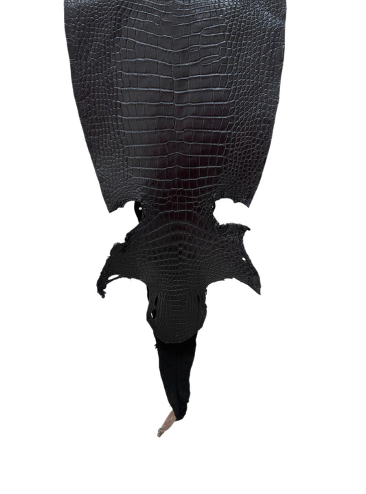 31 cm Grade 2/3 Metallic Black Shimmer Matte Wild American Alligator Leather - Tag: LA18-0037370