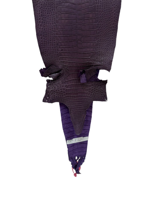 27 cm Grade 3/4 Aubergine Matte Farm-Raised American Alligator Leather - Tag: FL21-0023959