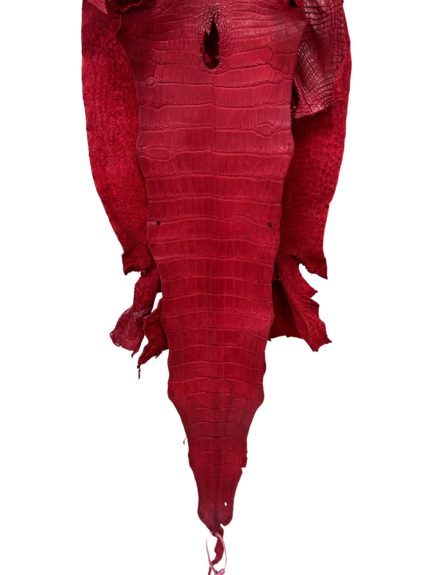 38 cm Grade 2/3 Scarlet Matte Wild American Alligator Leather - Tag: LA23-0047097