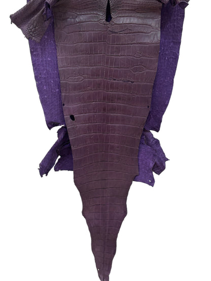 42 cm Grade 3/4 Aubergine Matte Wild American Alligator Leather - Tag: LA23-0049955