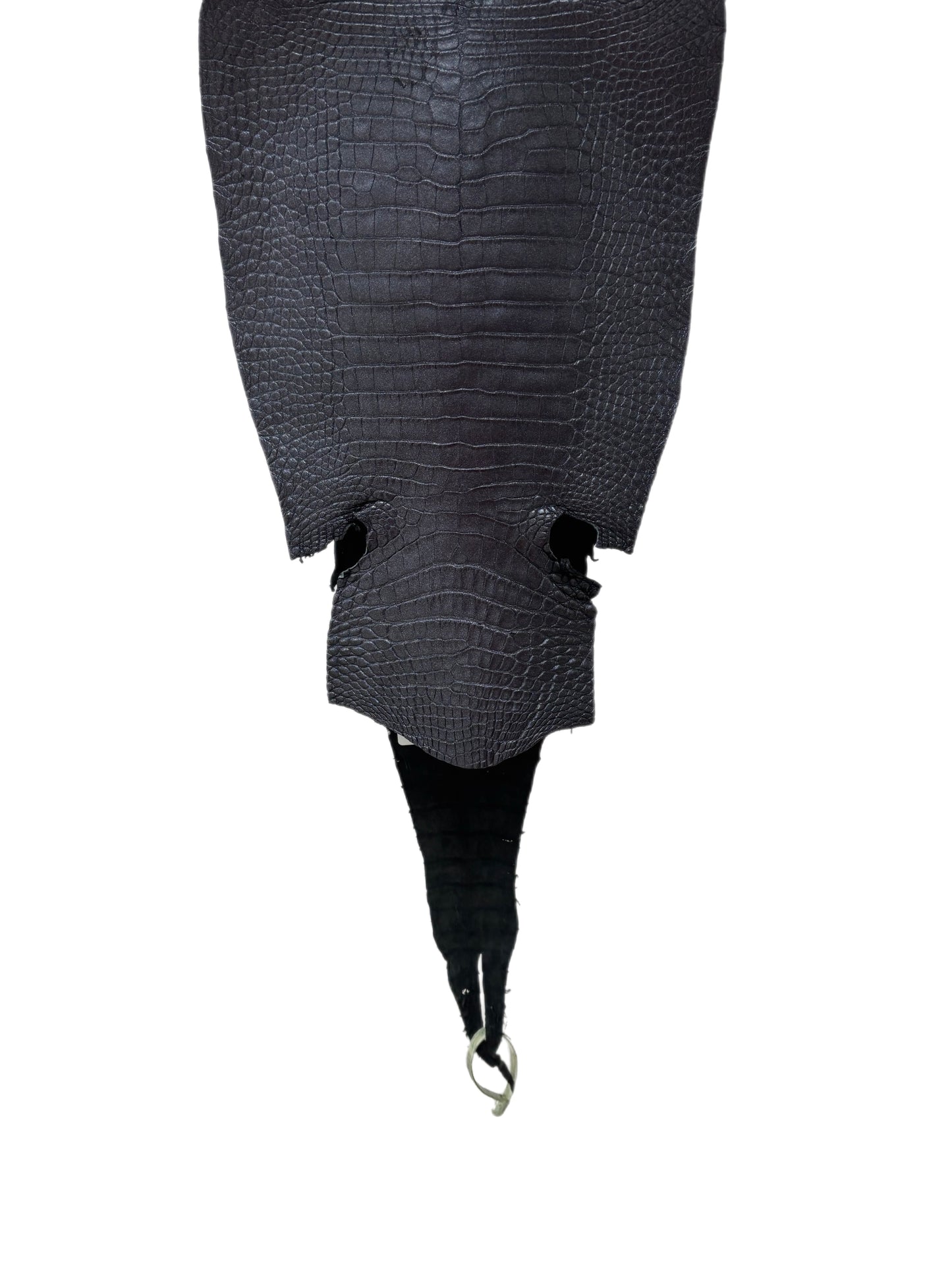 28 cm Grade 1/2 Metallic Black Shimmer Matte Farm-Raised American Alligator Leather - Tag: LA17-0134053