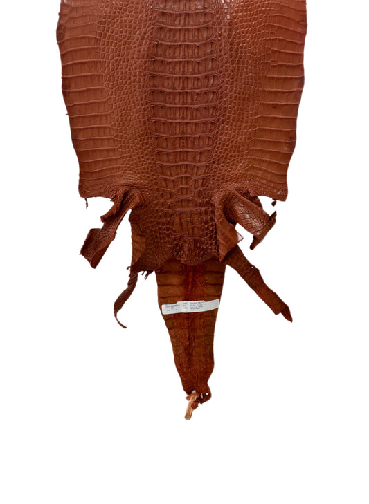 32 cm Grade 1/2 Cognac Matte Farm-Raised American Alligator Hornback Leather - Tag: LA23-0377146
