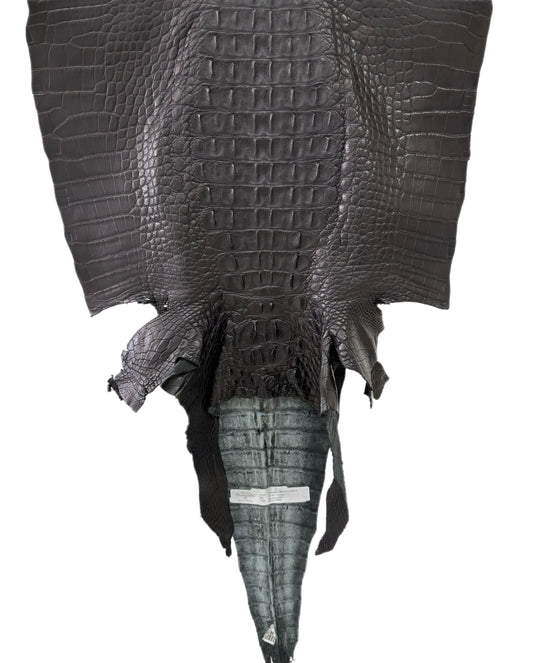 45 cm Grade 1/2 Black Matte Wild American Alligator Leather - Tag: FL10-0028375