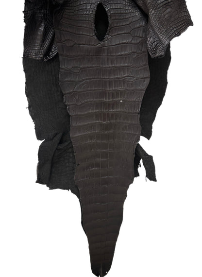 48 cm Grade 3/4 Black Matte Wild American Alligator Leather - Tag: LA23-0030276