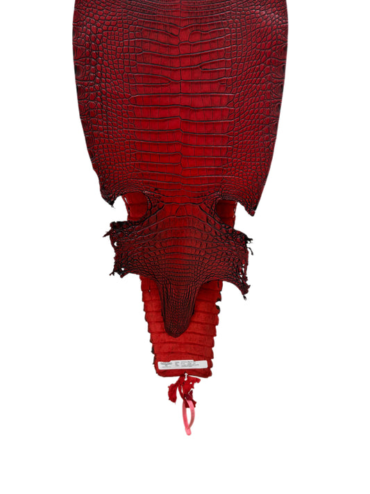 30 cm Grade 1/2 Candy Apple Red Antique Farm-raised American Alligator Leather - Tag: FL21-0024093