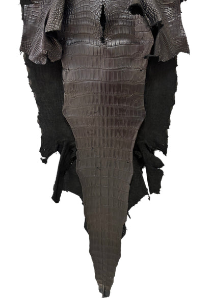 58 cm Grade 3/4 Black Matte Wild American Alligator Leather - Tag: LA23-0027743