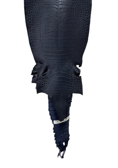 26 cm Grade 2/3 Navy Blue Matte Farm-Raised American Alligator Leather - Tag: FL21-0024396