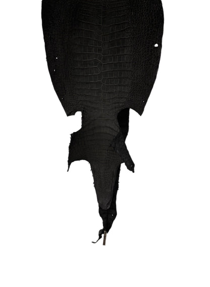 34 cm Grade 3/4 Black Nubuck Wild American Alligator Leather - Tag: LA23-0002798