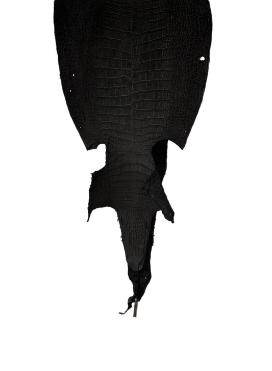 34 cm Grade 3/4 Black Nubuck Wild American Alligator Leather - Tag: LA23-0002798