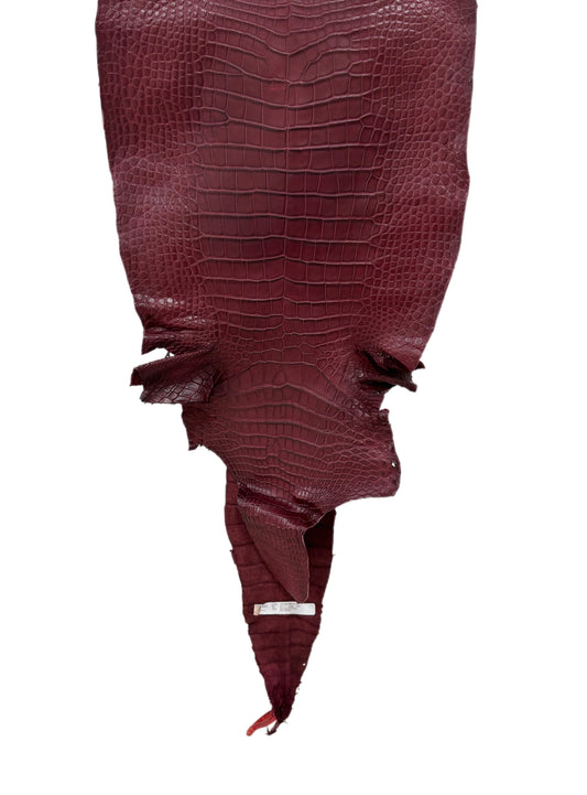 42 cm Grade 2/3 Bordeaux Matte Wild American Alligator Leather - Tag: LA16-0036544