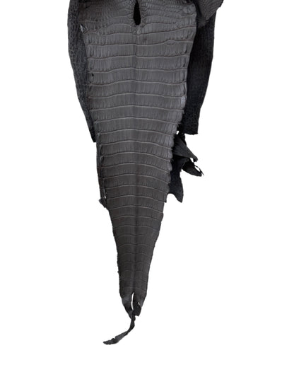 27 cm Grade 1/2 Serpentine Grey Matte Farm-Raised American Alligator Leather - Tag: LA17-0133849
